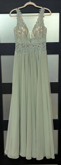 JJ’s House Sage Green Lace Chiffon Formal Gown