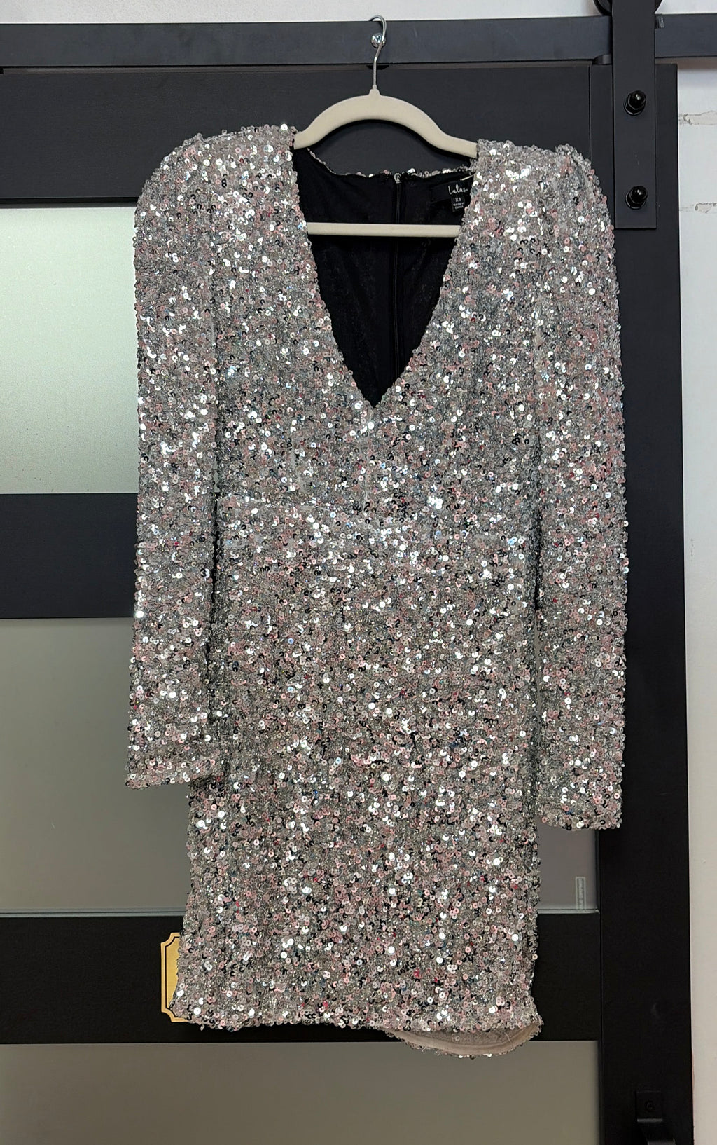 Lulus Silver Allover Sequin Cocktail Dress