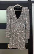 Lulus Silver Allover Sequin Cocktail Dress