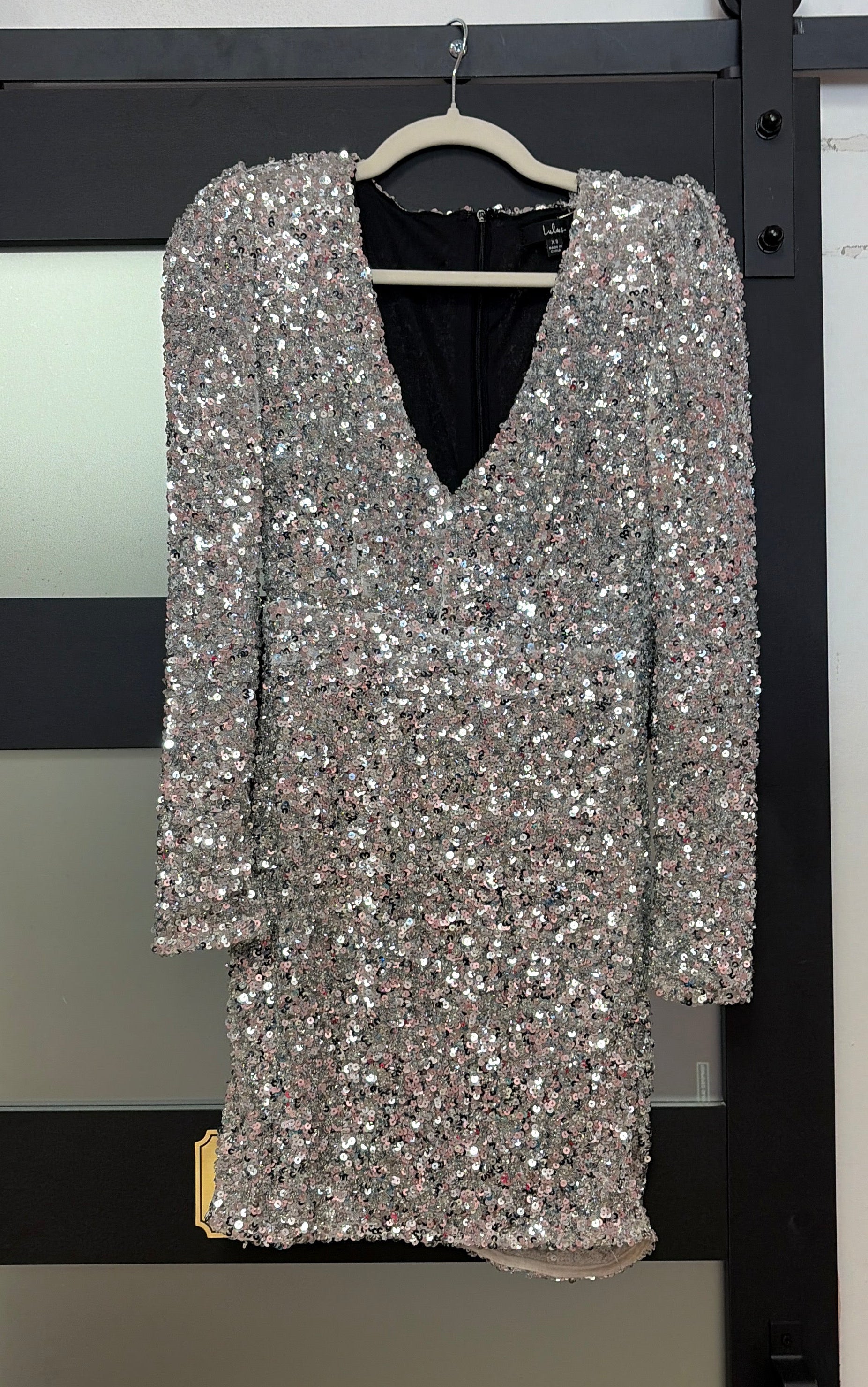 Lulus Silver Allover Sequin Cocktail Dress