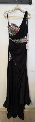 Colors 2403 Black One-Shoulder Embellished Gown