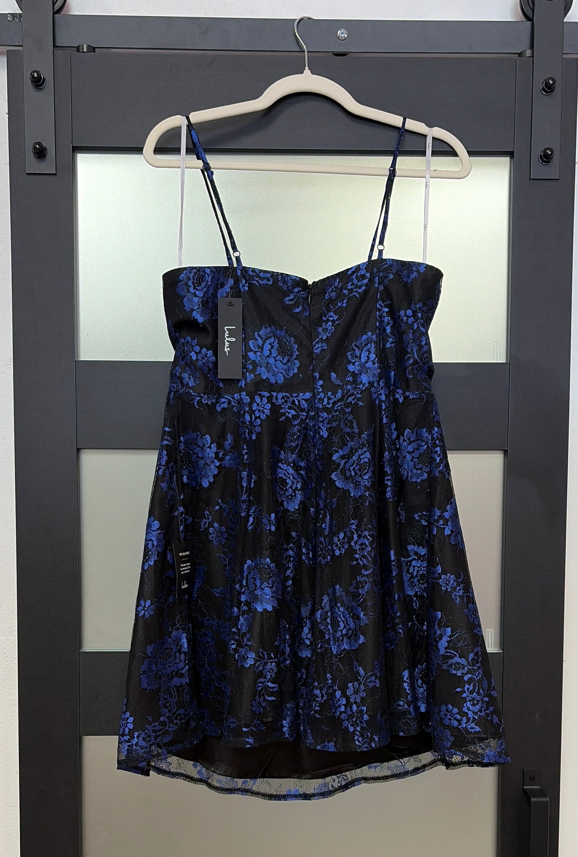 Lulus Midnight Bloom Black & Royal Blue Floral Cocktail Dress