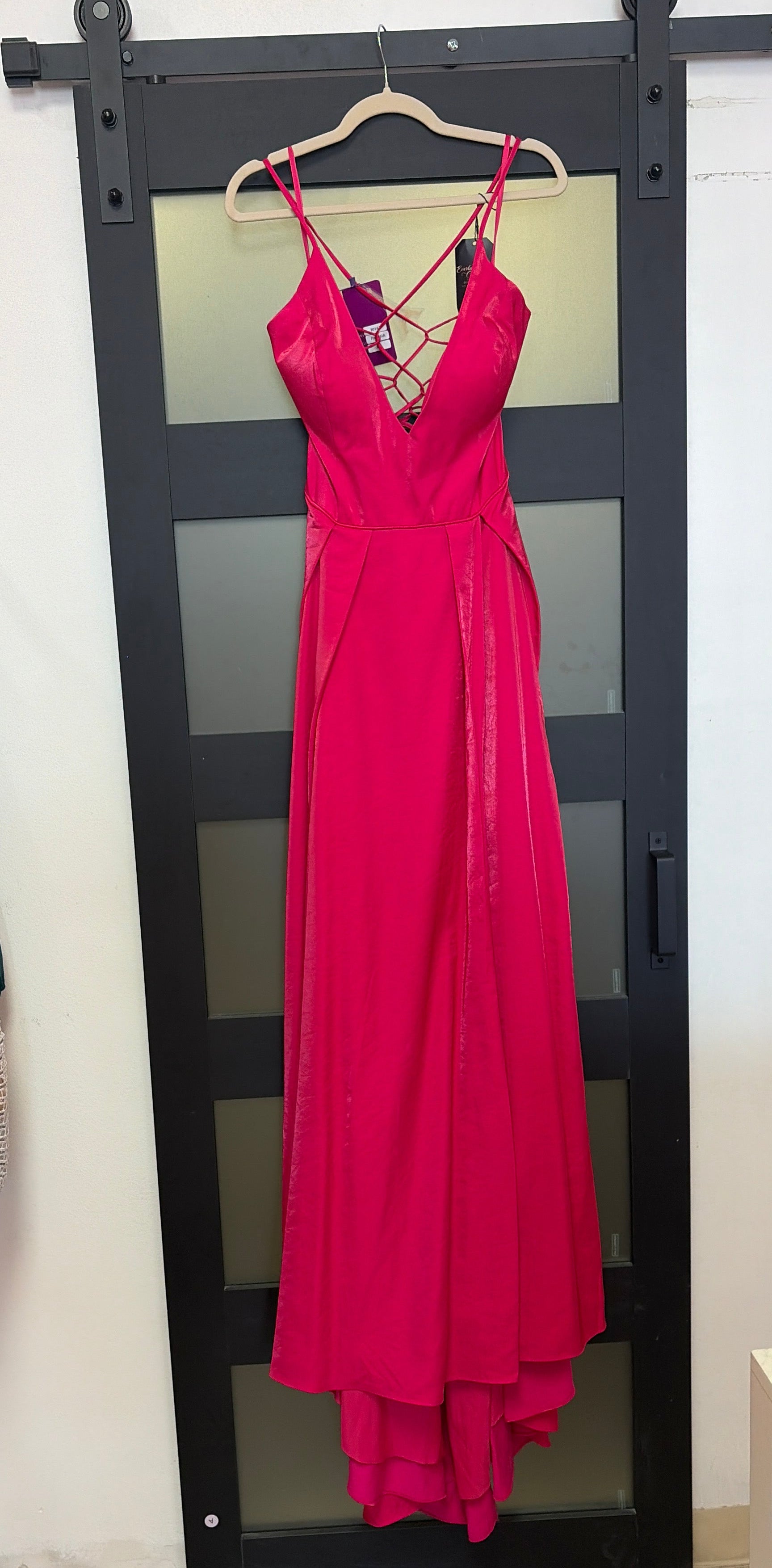 Abby Paris Fuschia floor length formal gown