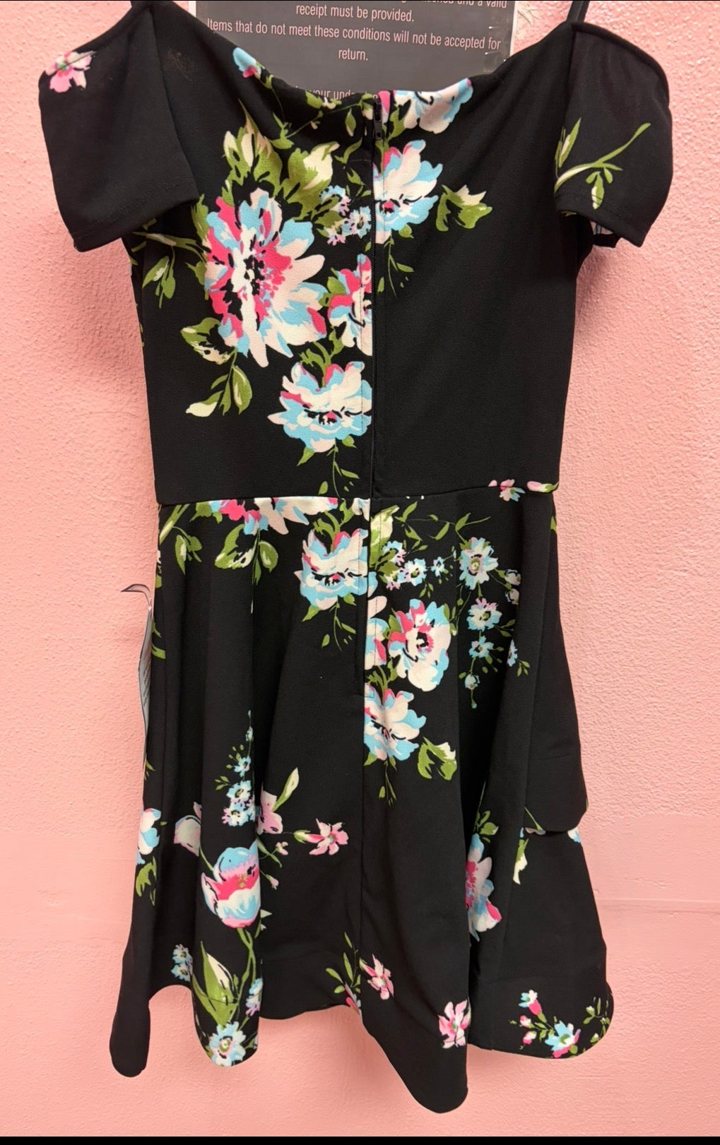 Black/multicolored floral minidress