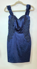 Windsor Navy Satin Lace-Up Cocktail Dress