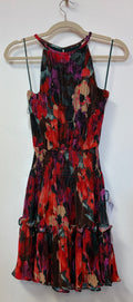Dress the Population Multicolor Floral Pleated Halter Fit and Flare Dress