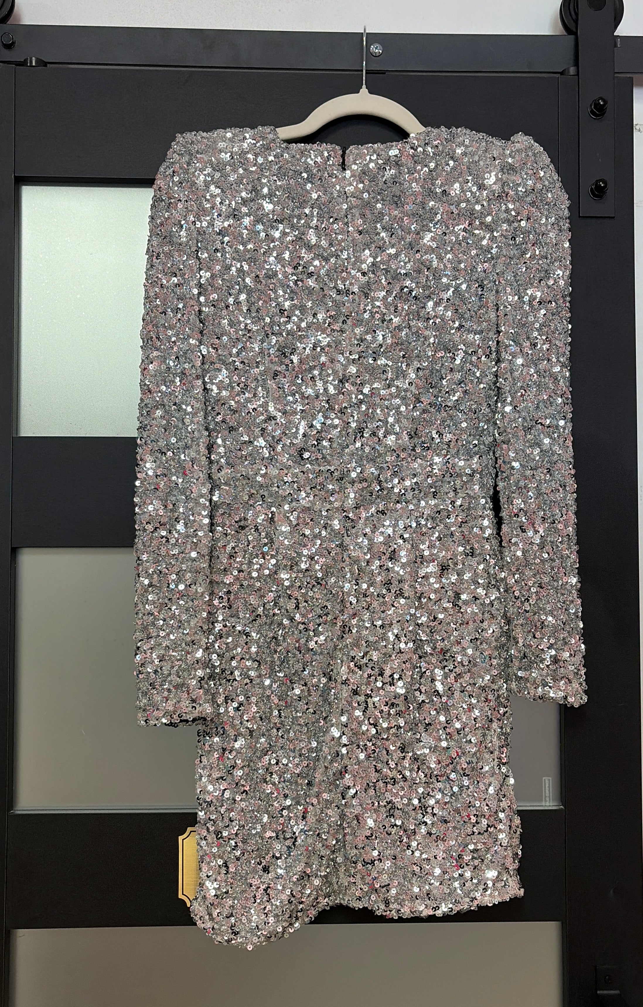 Lulus Silver Allover Sequin Cocktail Dress