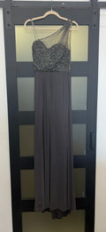 Gray beaded flowy gown