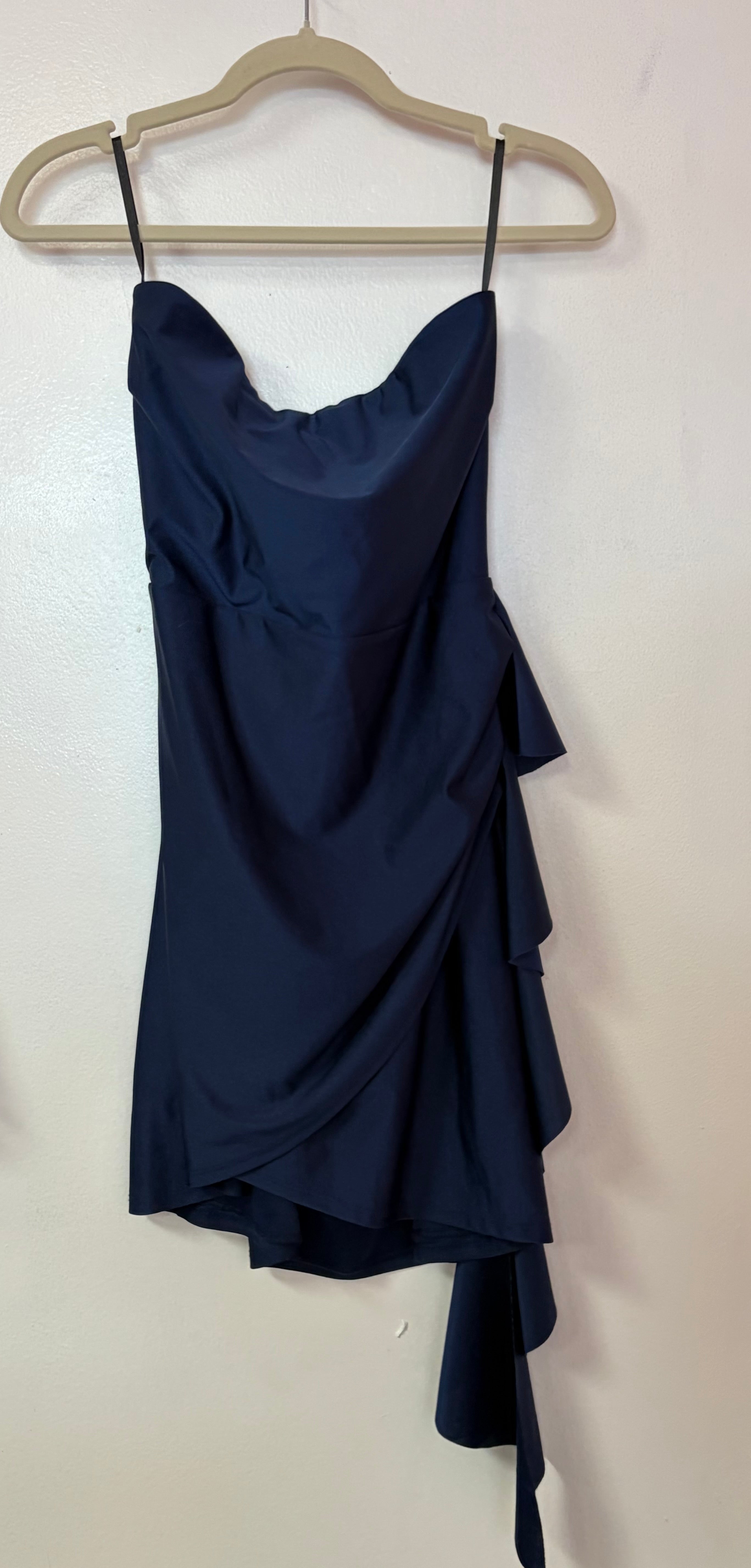 Windsor Navy Satin Lace-Up Cocktail Dress