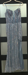 Adora Designs 3173 Slate Blue Sequin Corset Prom Dress