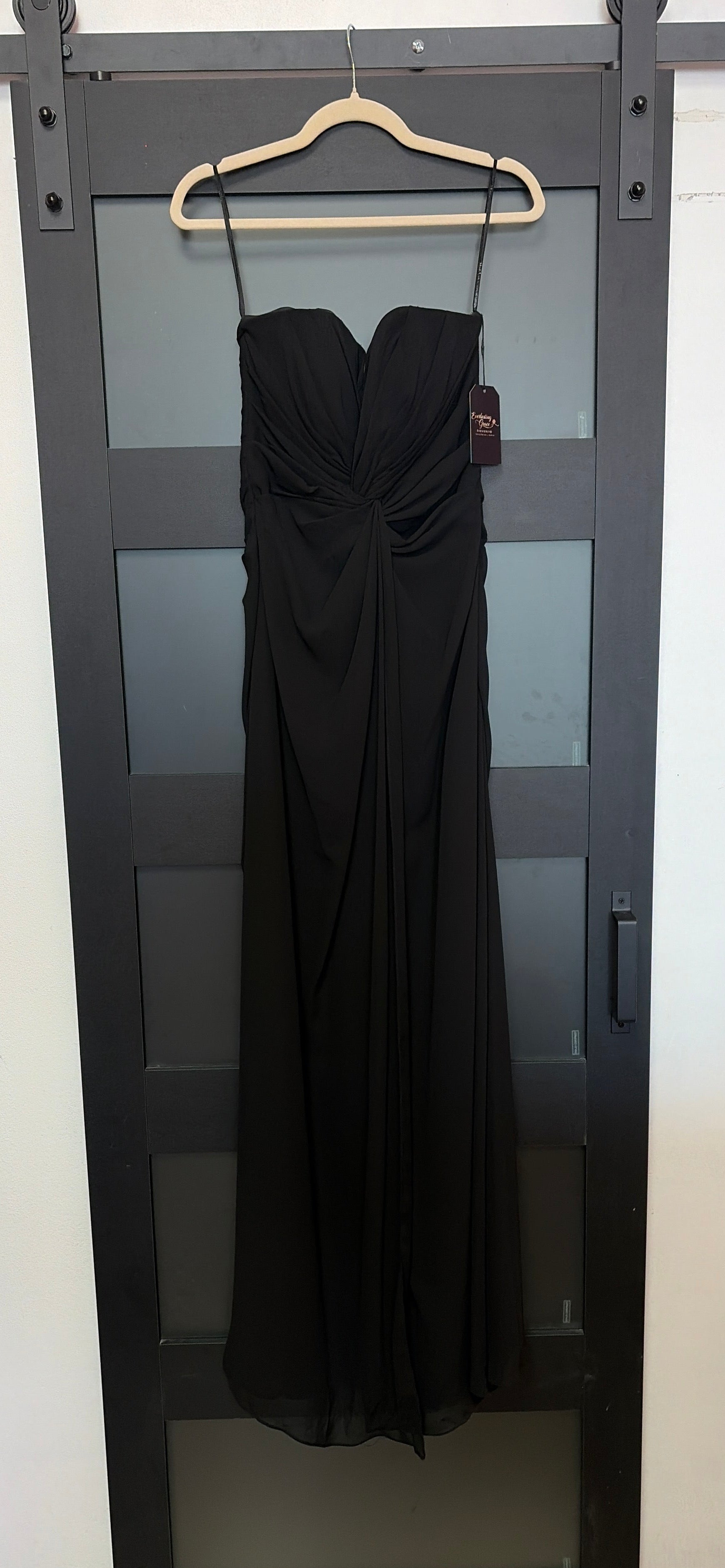 Morilee strapless black evening gown
