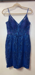 Juliet 874 Royal Blue Sequin Embroidered Homecoming Dress with Illusion Corset