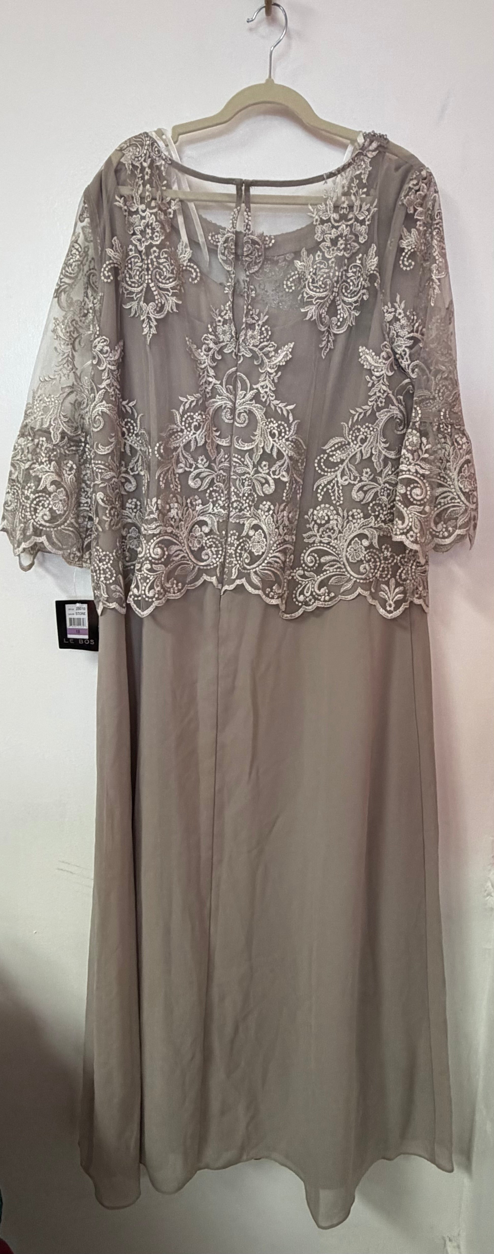 Le Bos 28010 Taupe Embroidered Chiffon Mother of the Bride Gown
