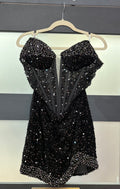 Black Sequin Corset Homecoming Dress