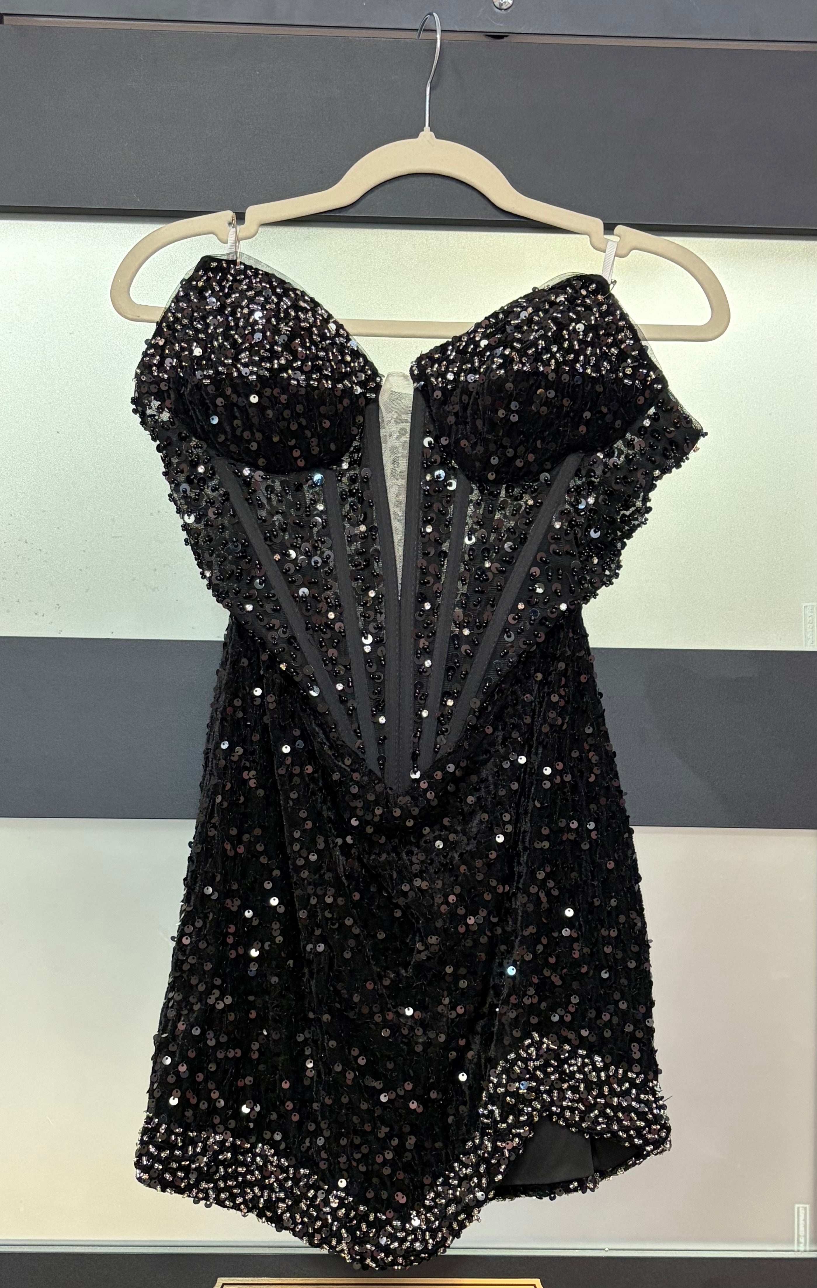 Black Sequin Corset Homecoming Dress