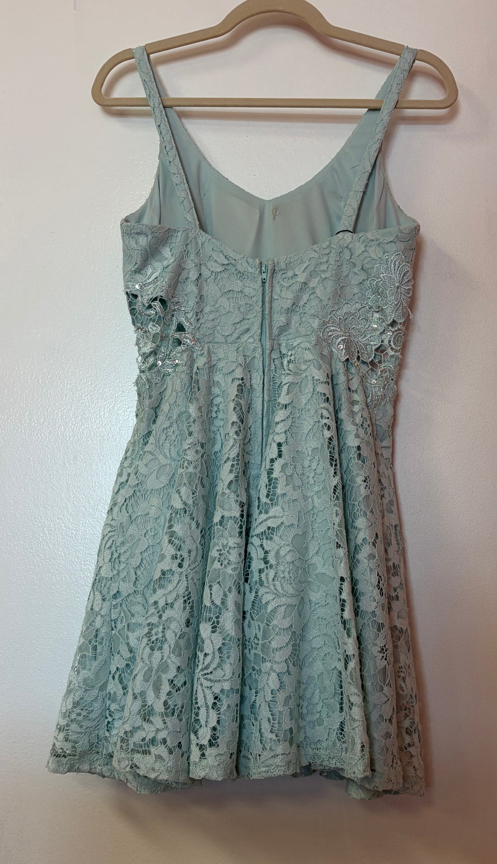 Jodi Kristopher Sage Green Lace Fit & Flare Dress – Floral Cocktail Party Dress