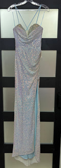 LaDivine CD278 Ice Blue Sequin Gown with Embellished Sweetheart Neckline