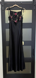Rampage black silk dress with floral bust detailing