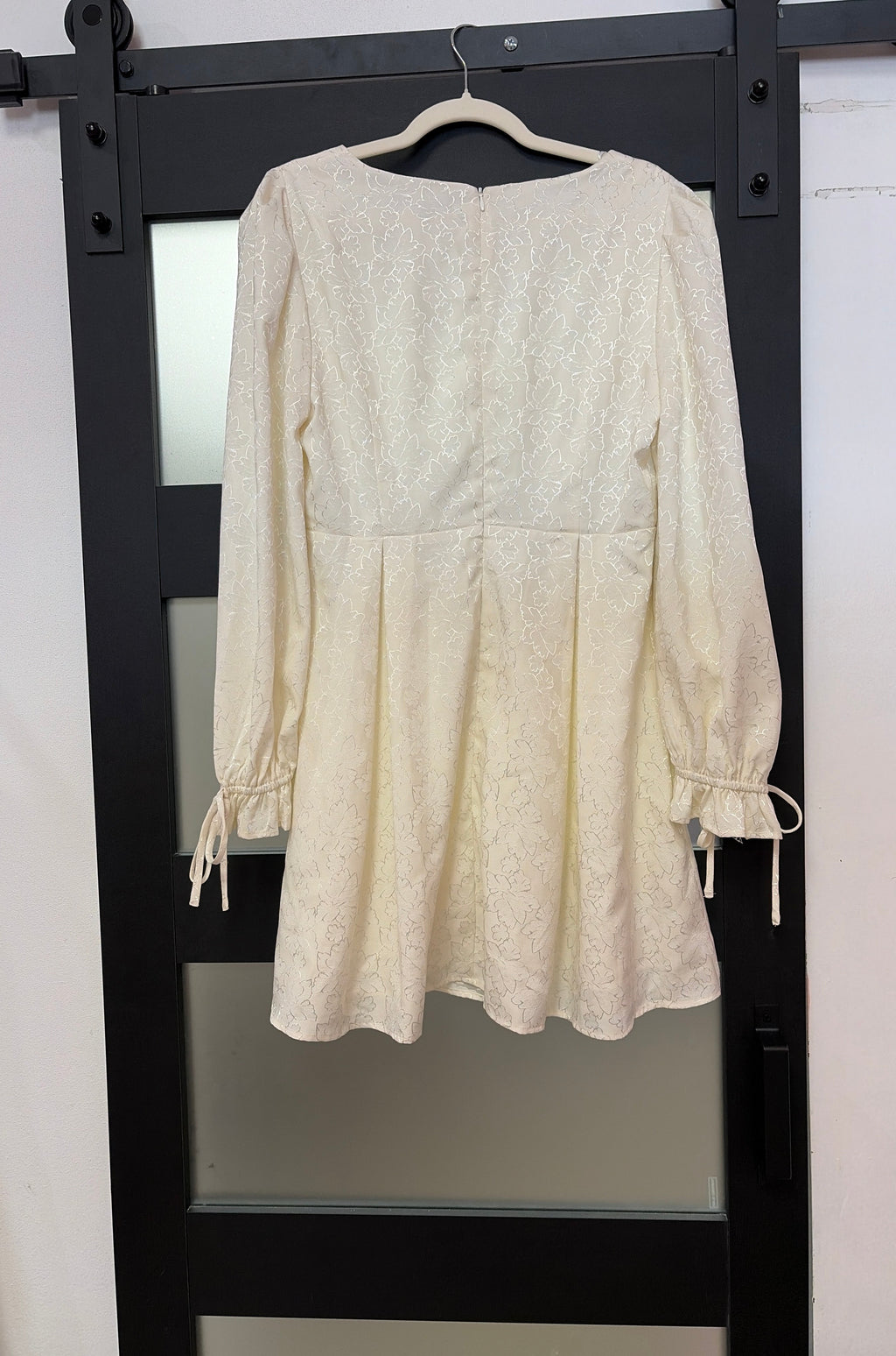 Lulus Ivory Floral Detail Long Sleeve Mini Dress