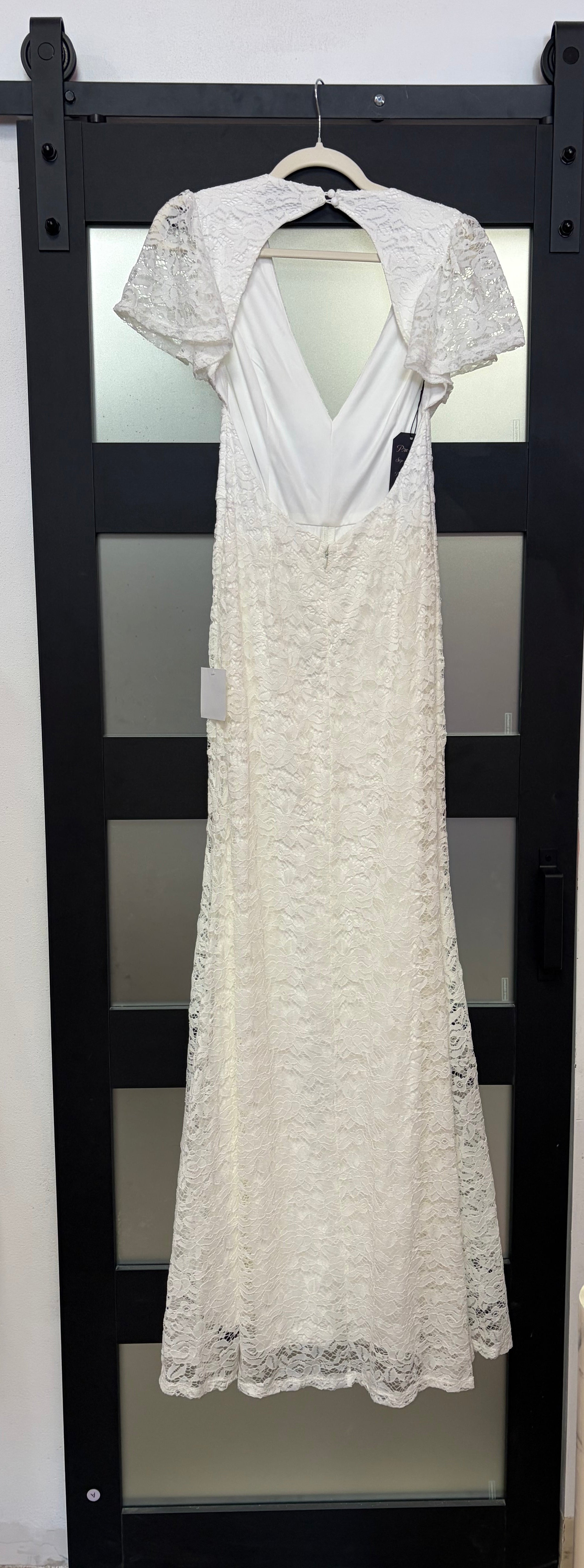 Lulus White Lace Deep V Maxi Dress