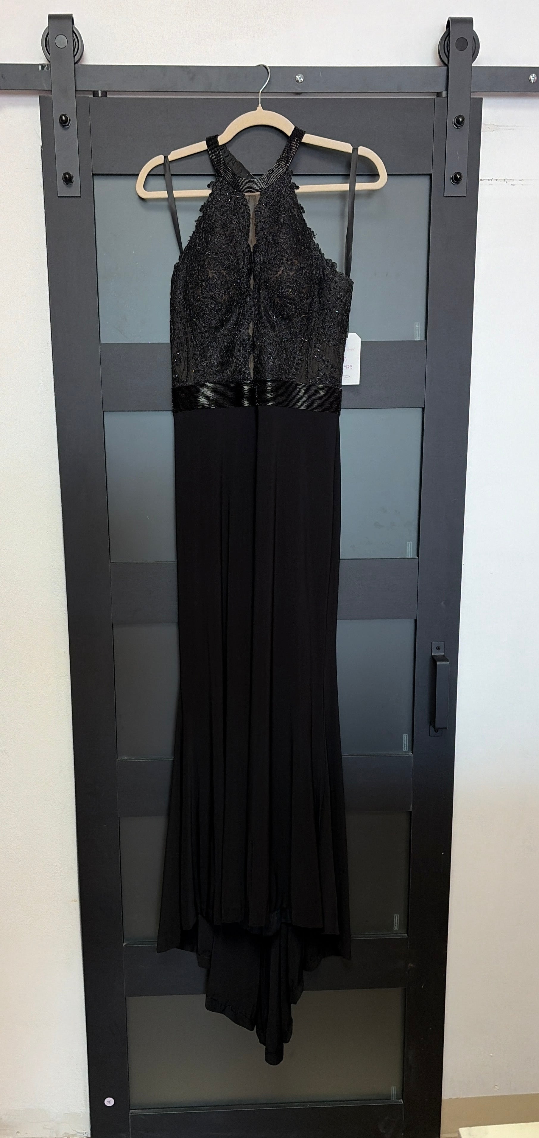 Black Sherri Hill 51899 gown with beaded,lace bust detail