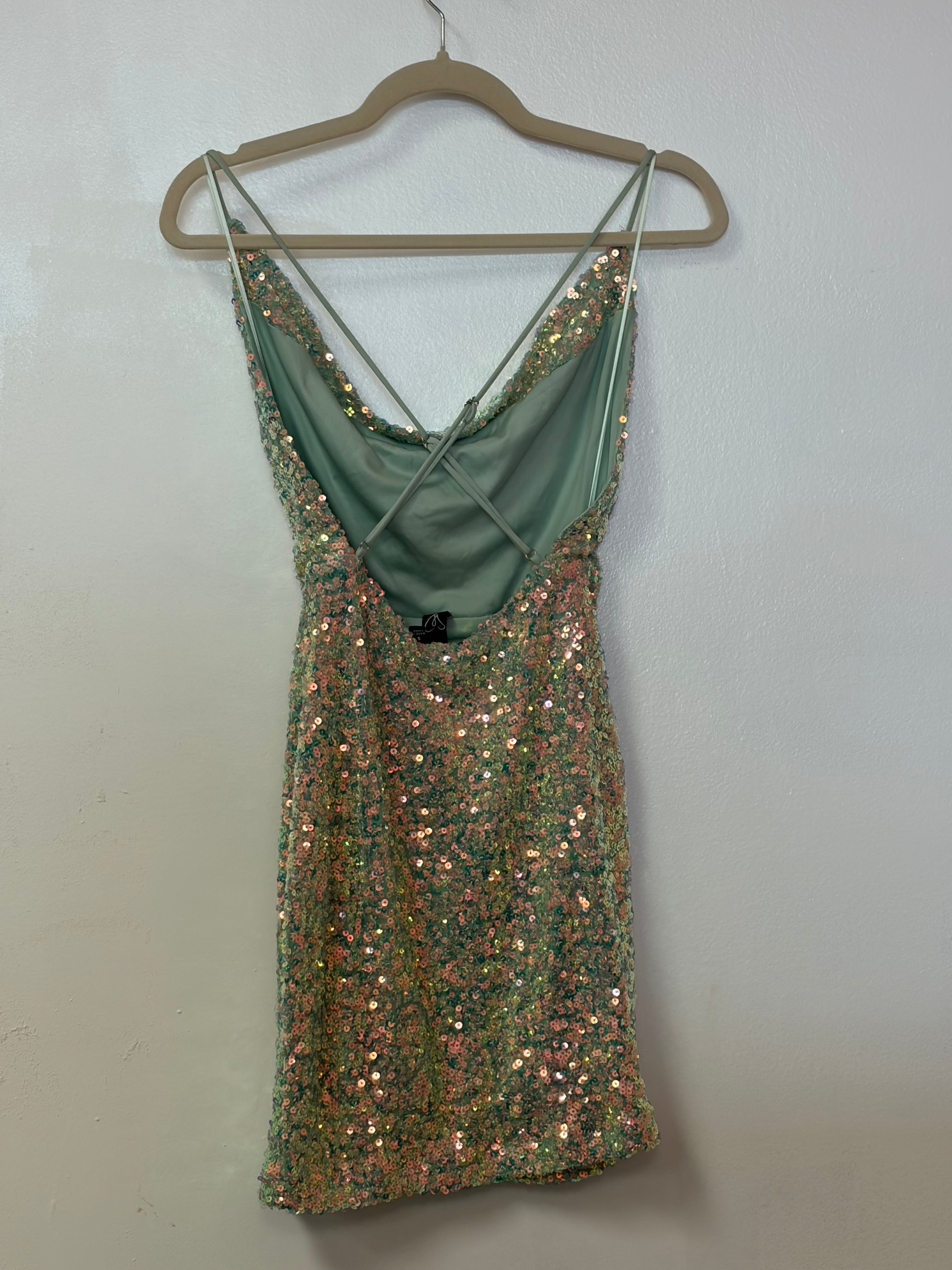 Windsor Sage Green Iridescent Sequin Cocktail Dress