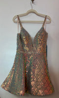 Clarisse 30244 Rose Gold Iridescent Sequin Fit & Flare Homecoming Dress