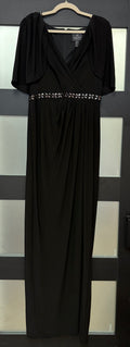 Adrianna Papell Black Beaded Waist Evening Gown