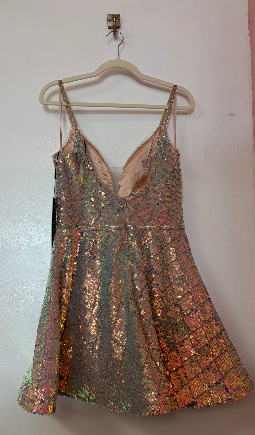 Clarisse 30244 Rose Gold Iridescent Sequin Fit & Flare Homecoming Dress