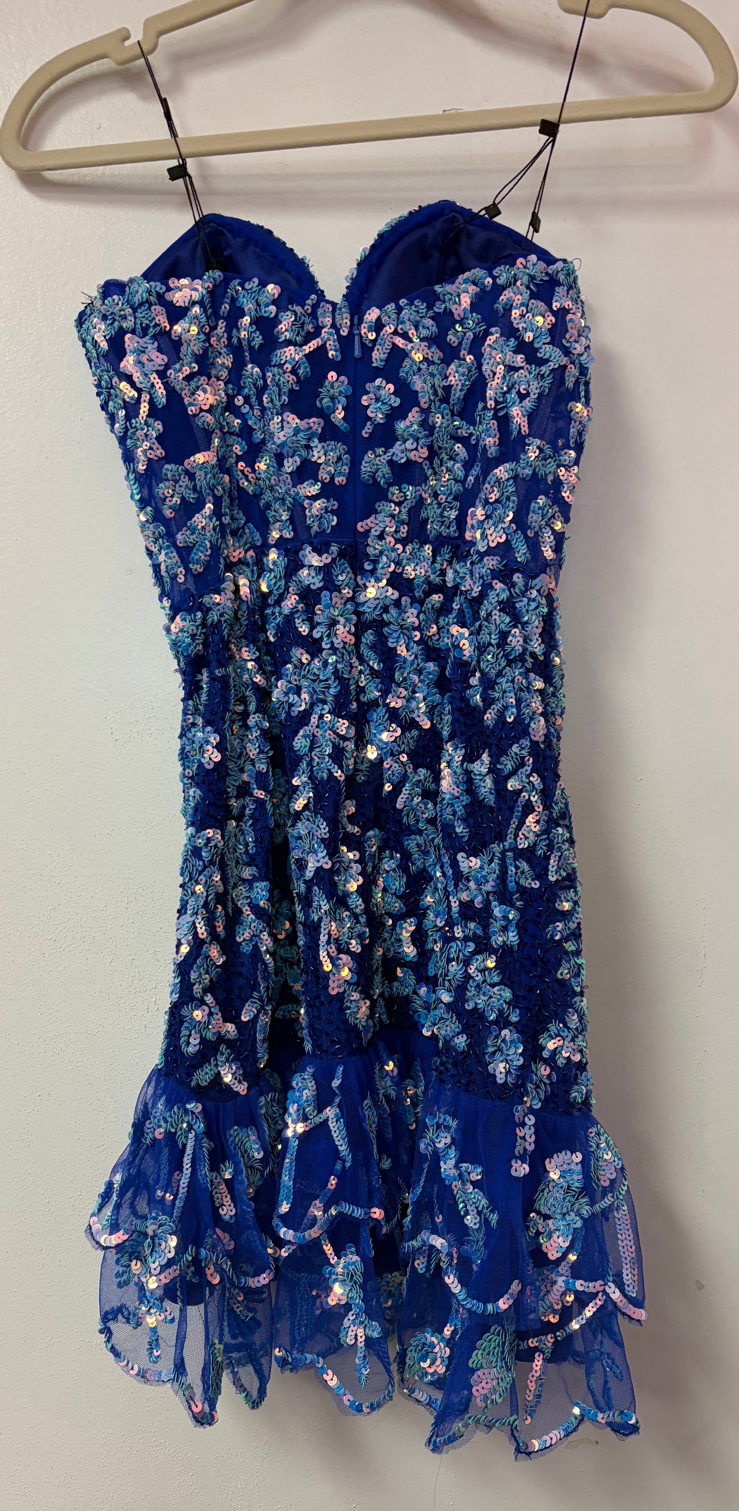 Primavera Couture 4424 Royal Blue Sequin Ruffle Homecoming Dress