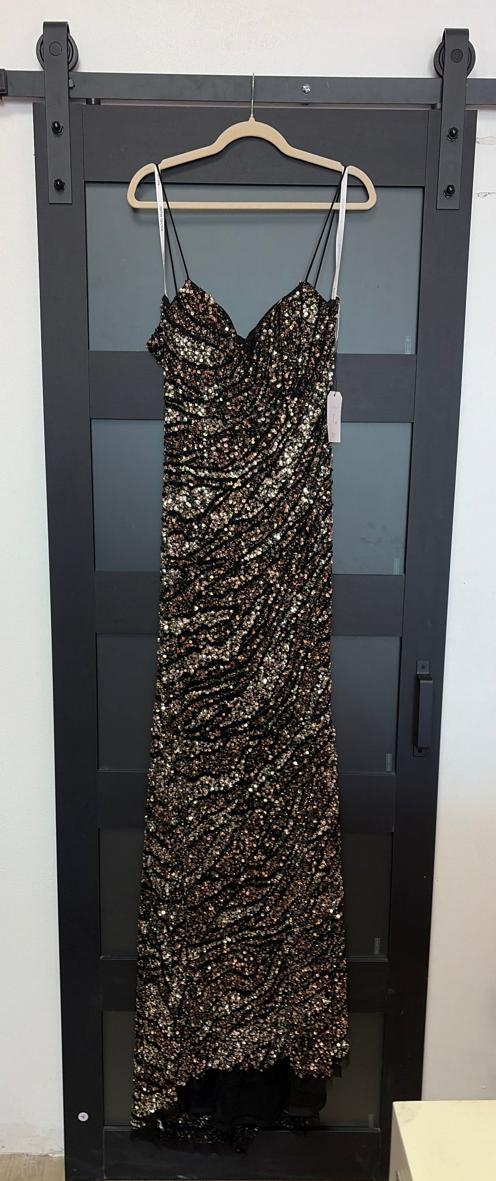Rachel Allan gold sequin dress