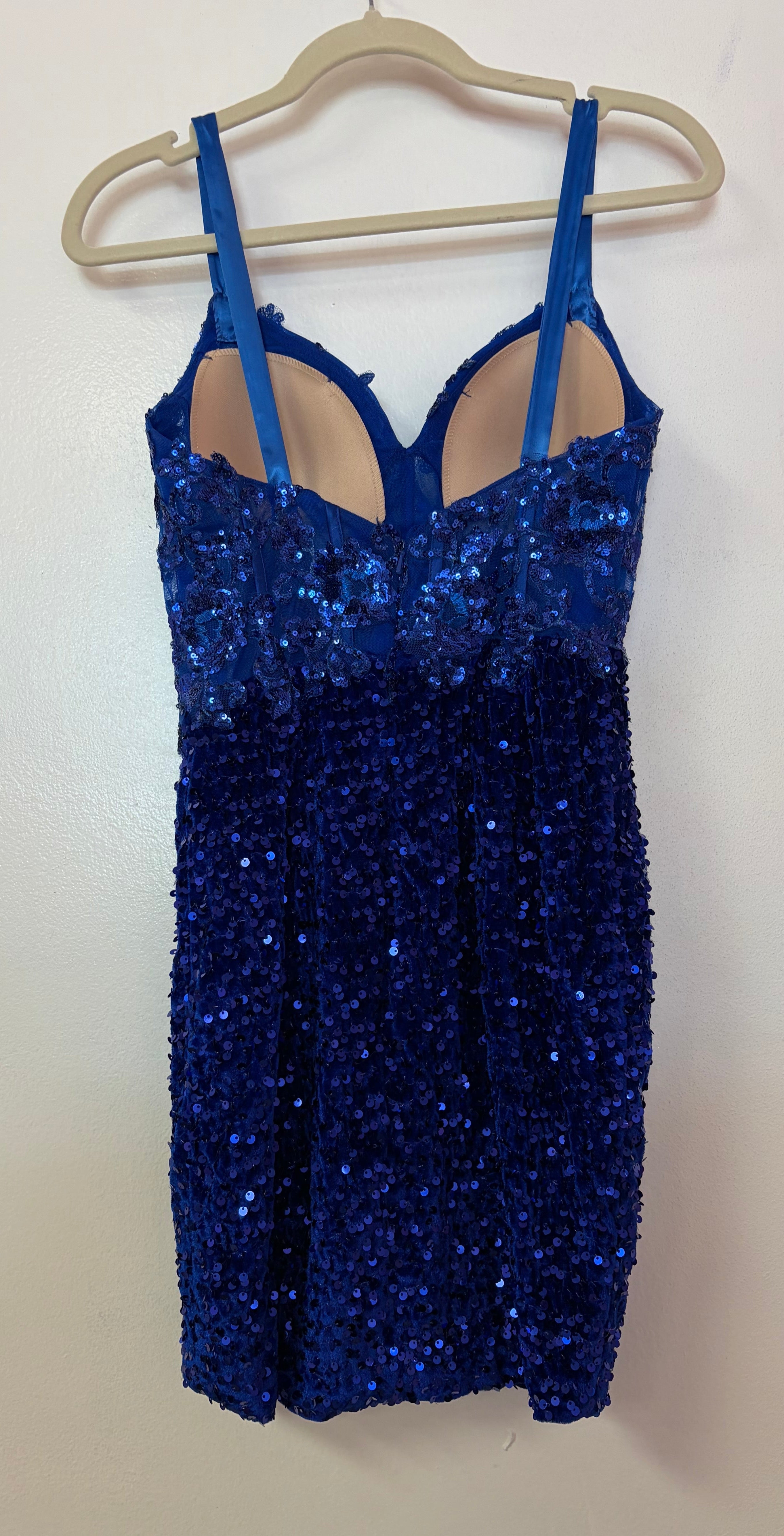 Stacees Royal Blue Sequin Cocktail Dress