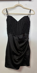 Windsor Black Rhinestone Corset Mini Dress