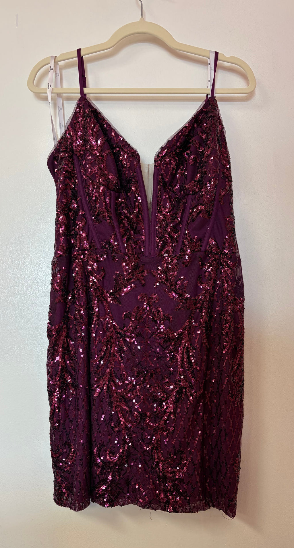 Purple Sequin Corset Bodycon Homecoming Dress with Allover Sparkle