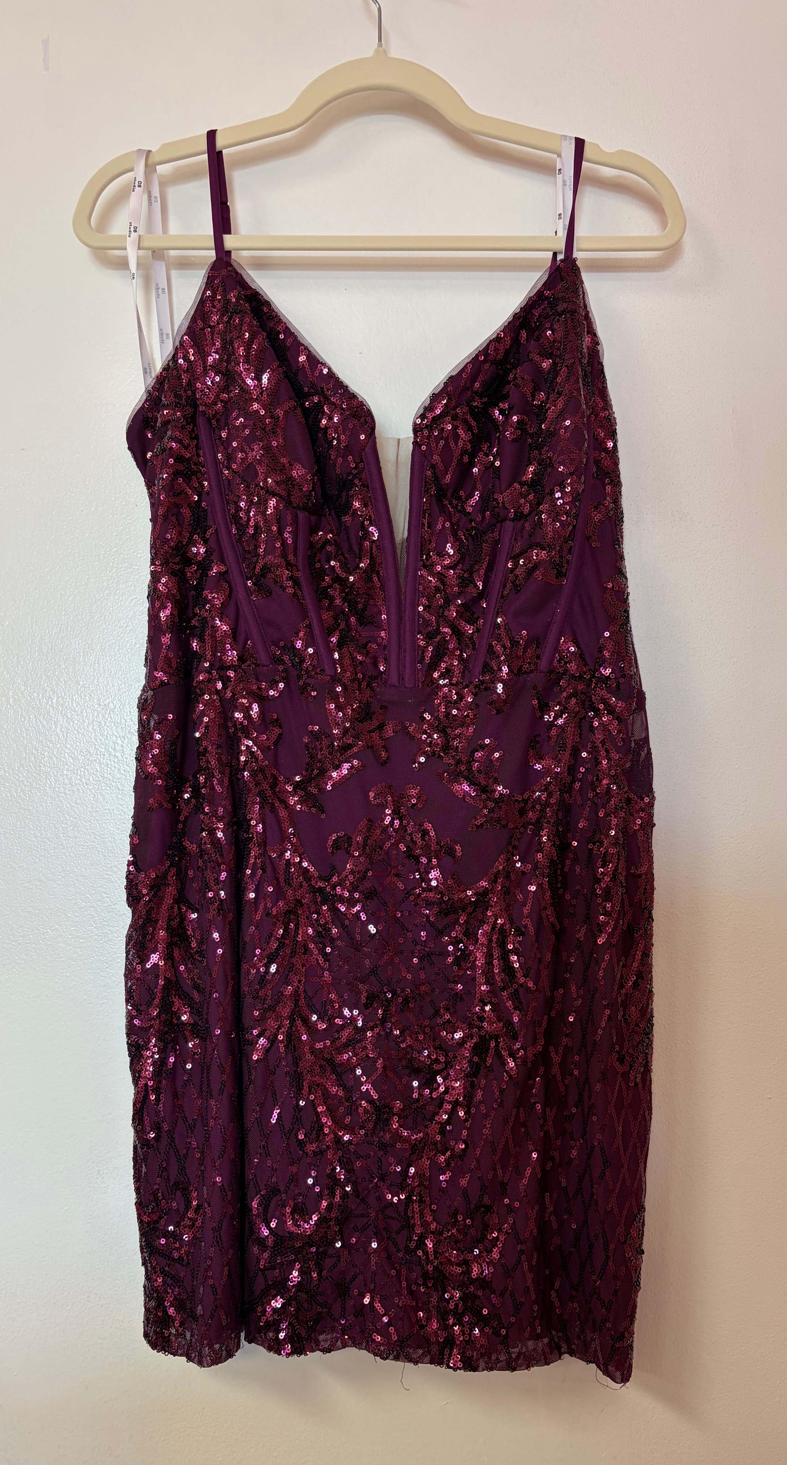 Purple Sequin Corset Bodycon Homecoming Dress with Allover Sparkle
