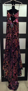 Johnathan Kayne 2680 Black Multi-Color Sequin Halter Formal Gown
