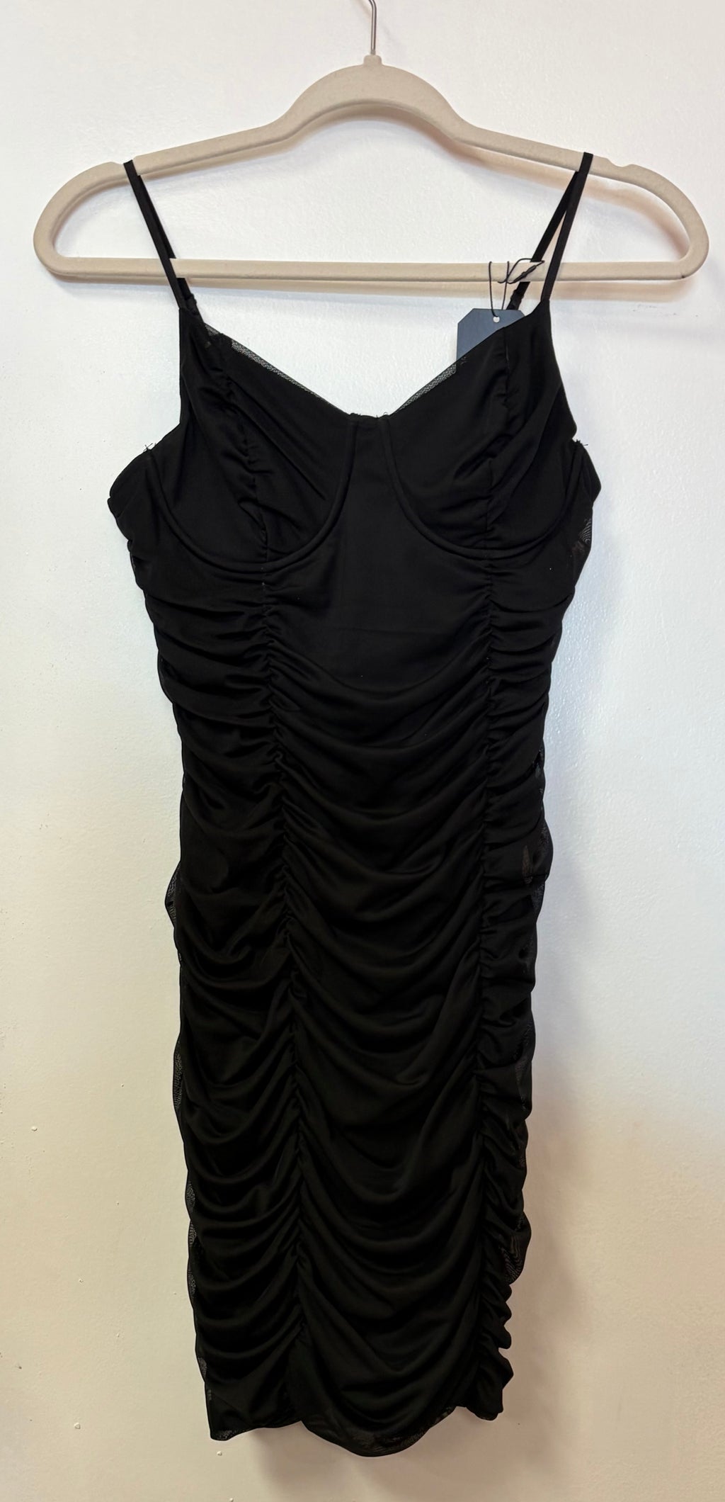 Black Ruched Bodycon Cocktail Dress