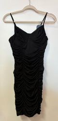Black Ruched Bodycon Cocktail Dress