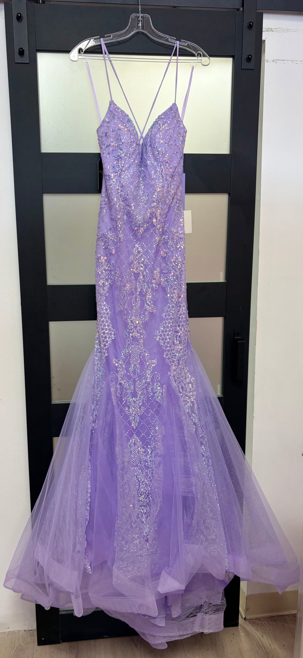 LaDivine CC2279 Lilac Embellished Mermaid Gown with Dramatic Tulle Skirt