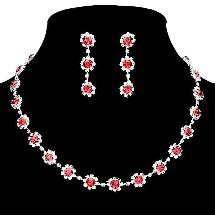 Diacly - Daisy Flower Rhinestone Strand Necklace Set