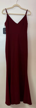 Lulus Burgundy V-Neck Satin Maxi Dress with Open Back