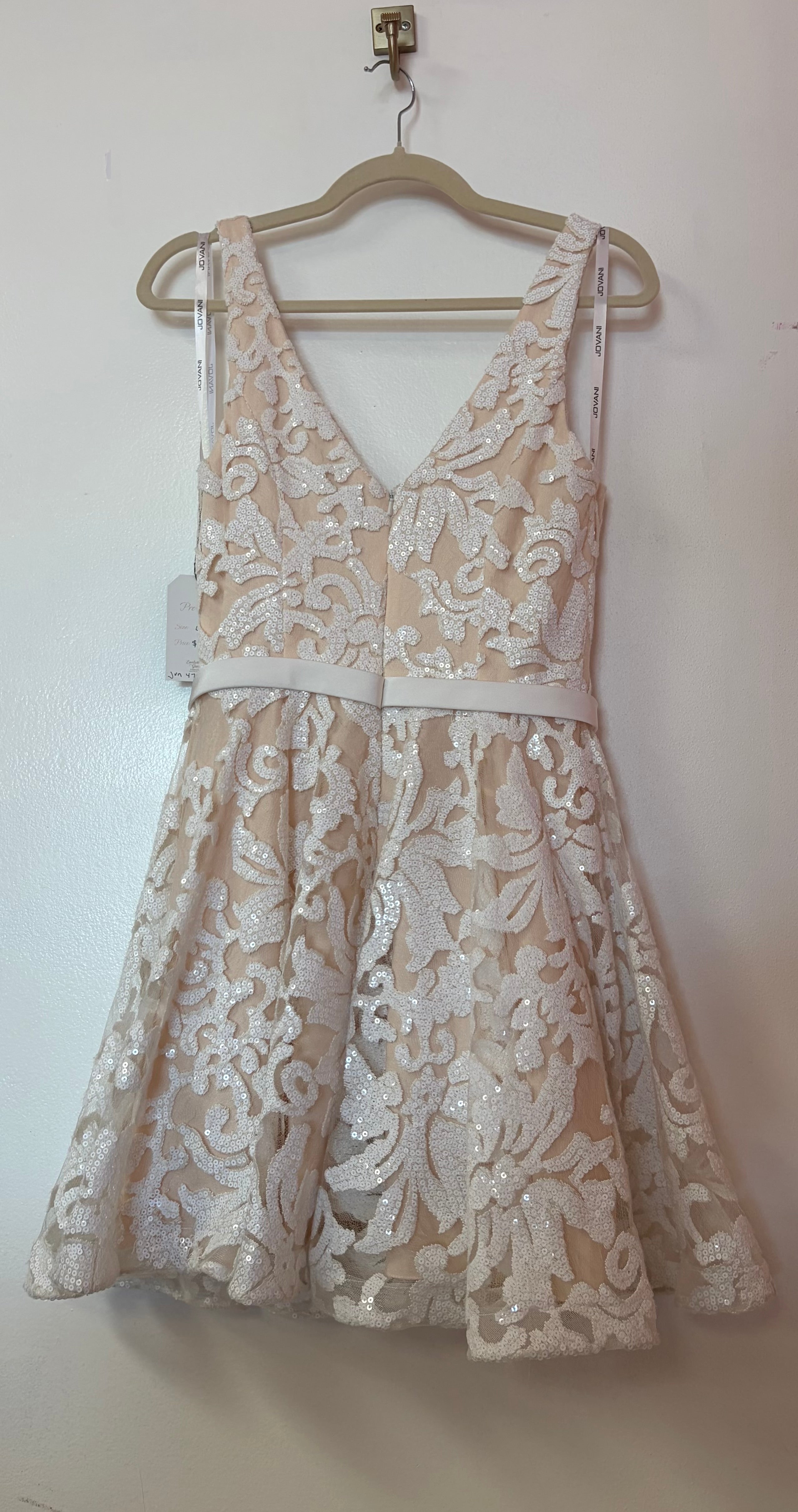 JVN by Jovani JVN47506 Blush Sequin Fit & Flare Homecoming Dress
