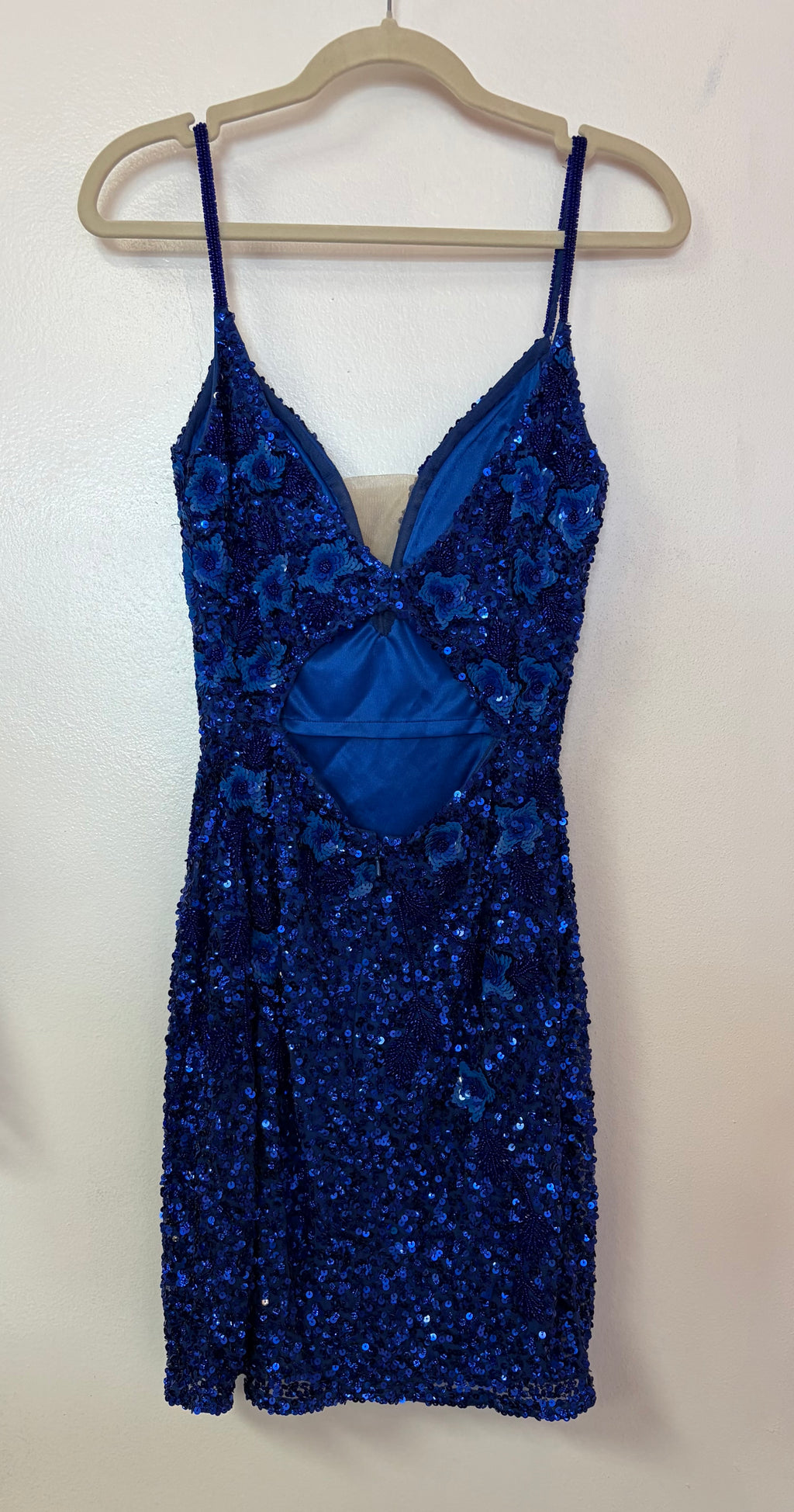 Amarra 87523 Royal Blue Floral Sequin Cocktail Dress
