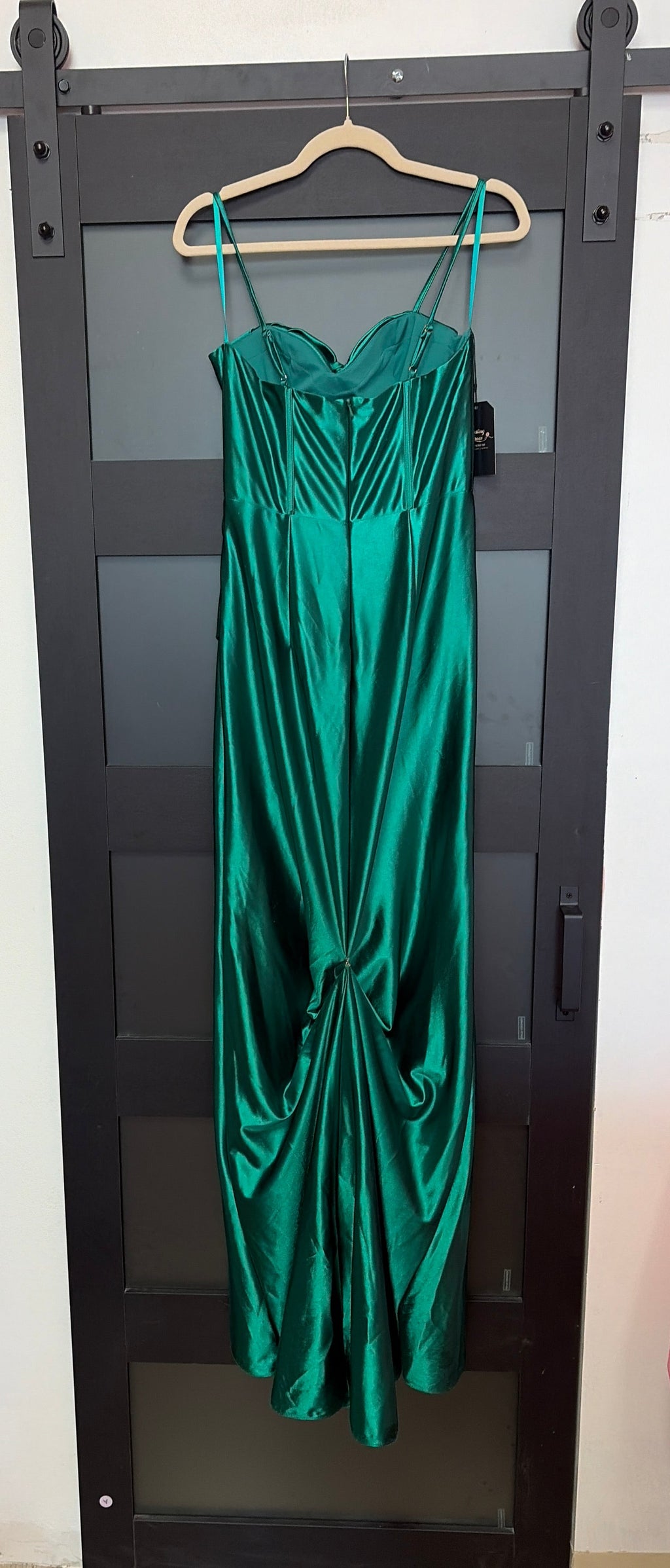 Emerald Green Amelia Couture corset cowl bust with optional train bustle in back