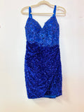 Stacees Royal Blue Sequin Cocktail Dress
