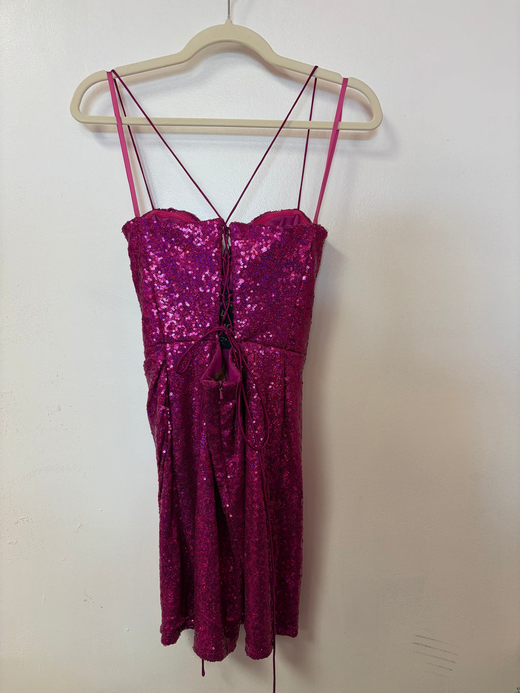 Amelia Couture BZ026S Fuchsia Sequin Corset Homecoming Dress