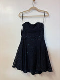 Navy Sequin Lace-Up Back Fit & Flare Dress – Strapless Homecoming Cocktail Dress