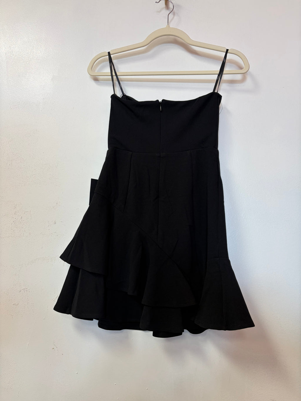 Lulus Black Strapless Tiered Ruffle Mini Dress with Flounce Hem
