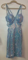 Jovani 36433 Ice Blue Iridescent Sequin Cocktail Dress