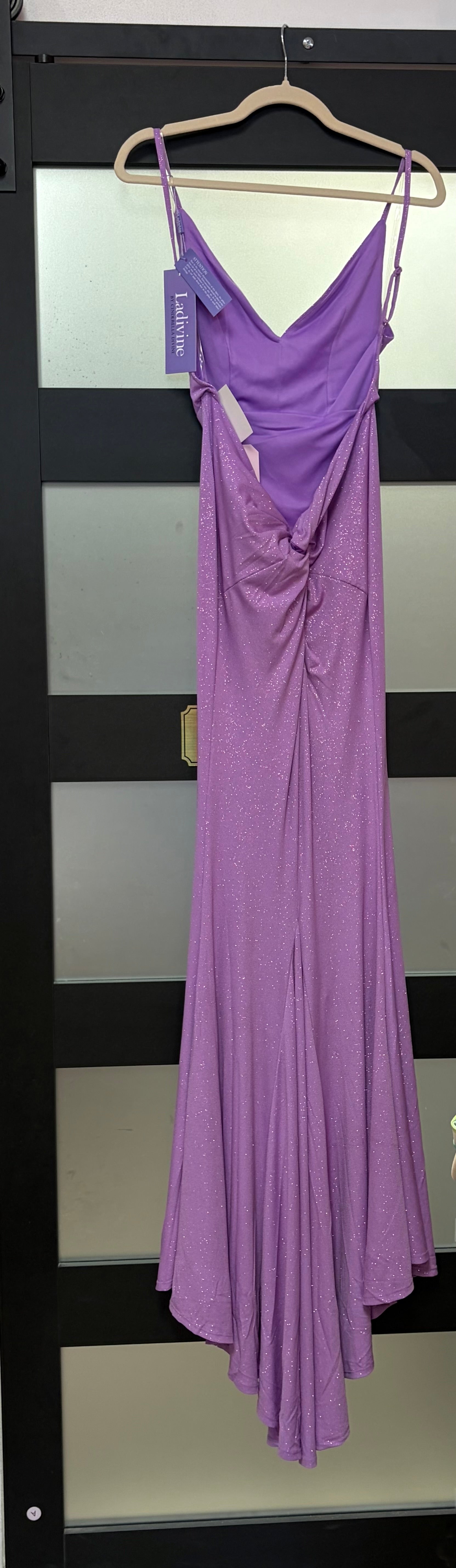 LaDivine BD4001 Lavender Shimmer Cowl Neck Formal Gown